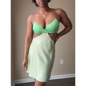 Hallelu Green Cutout Mini Dress Size Large